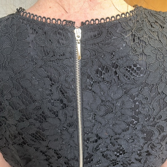 NWT White House Black Market Lace Bodice Blouse Crochet Sheer Peplum Black 8 - Picture 10 of 14